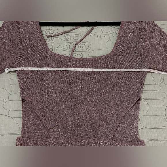 NWT MISA Minka Longsleeve Cutout Dress S Rose Metallic Knit - Picture 11 of 15